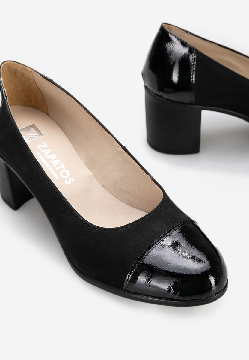 Décolleté tacco largo in pelle Judy V3 Nero