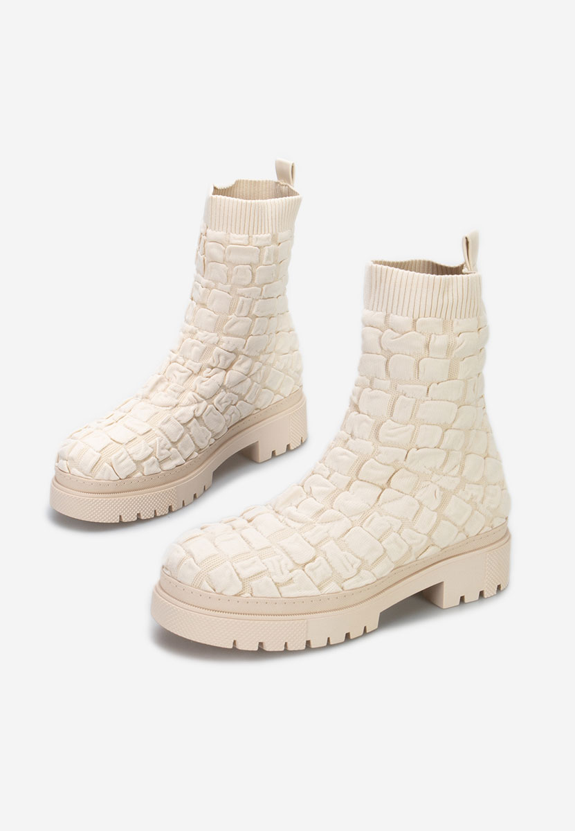 Stivaletti donna tipo calzino Cesara Beige