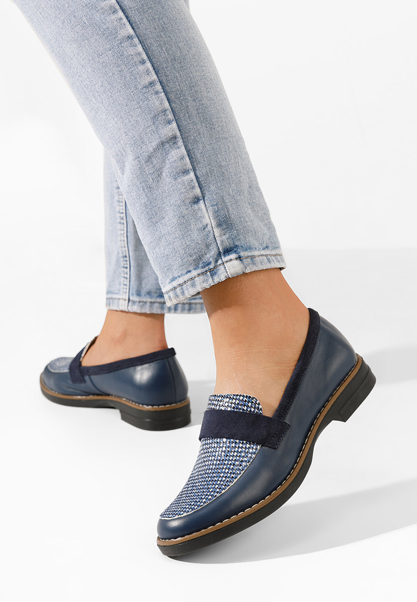 Mocassini donna pelle Aleda Blu marine