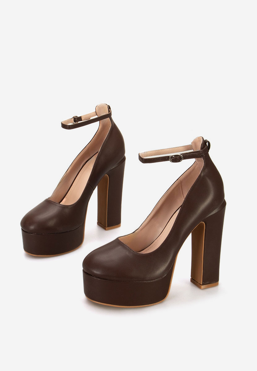 Décolleté tacco largo e plateau Matea V3 marrone