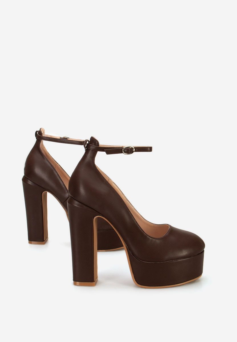 Décolleté tacco largo e plateau Matea V3 marrone