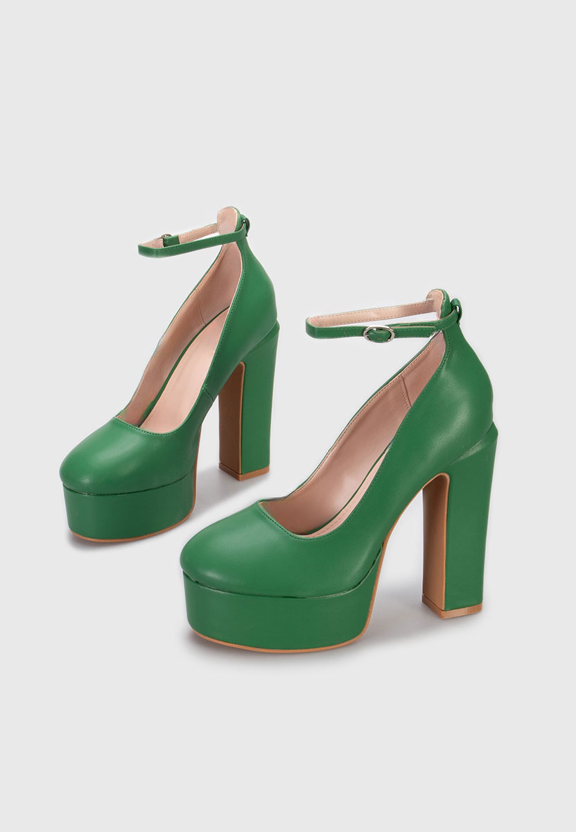 Décolleté tacco largo e plateau Matea V4 verdi