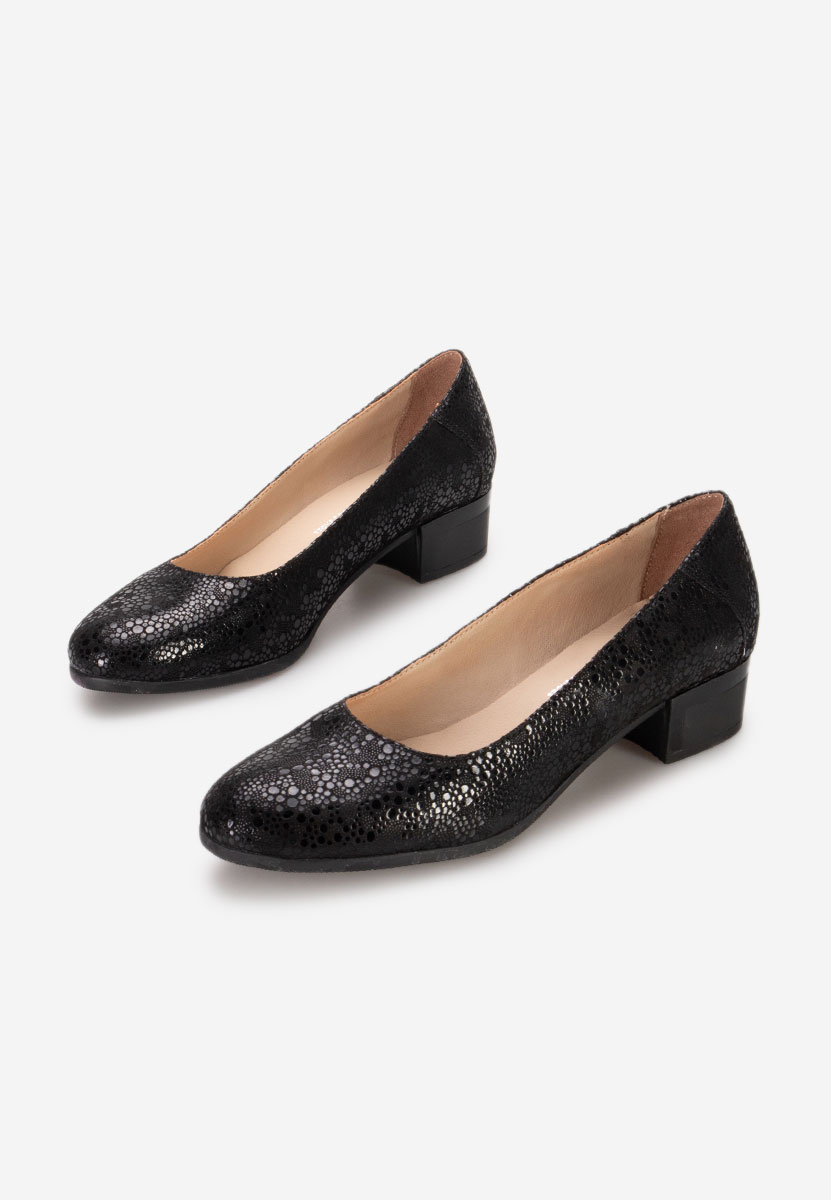 Décolleté tacco largo in pelle Montremy V4 nero