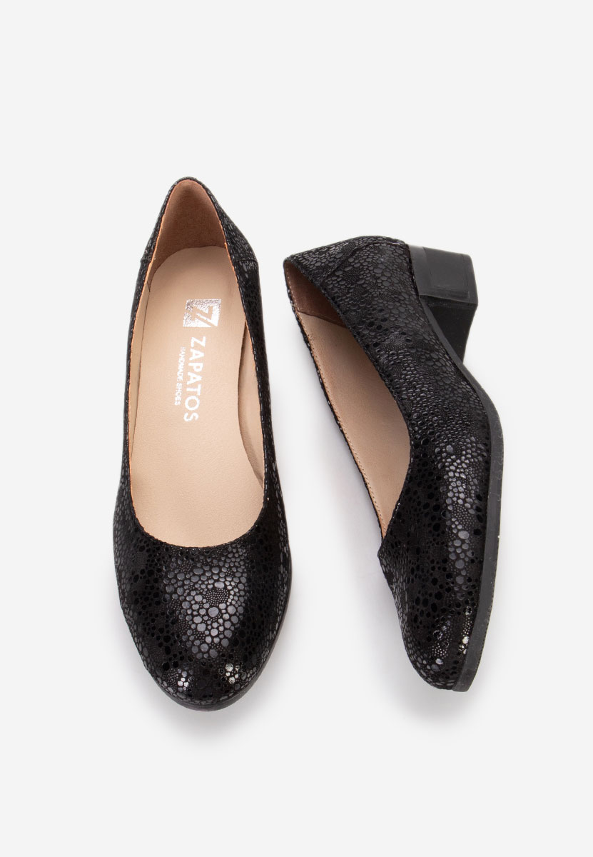 Décolleté tacco largo in pelle Montremy V4 nero