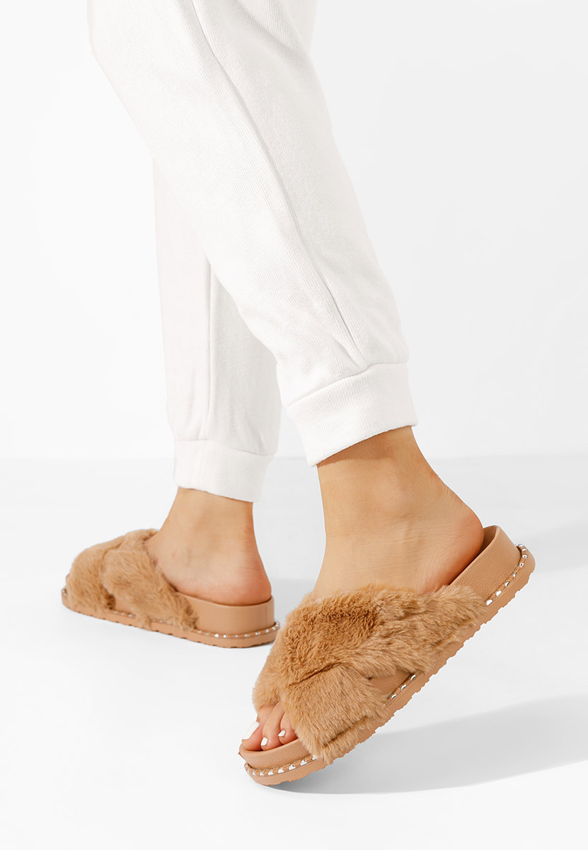 Pantofola donna invernale Camel Lightness