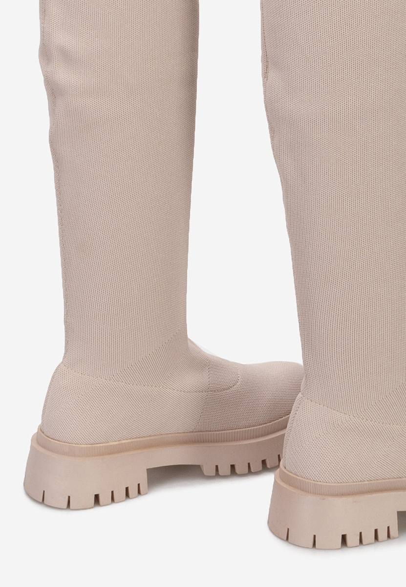 Stivali alti senza tacco Xena beige