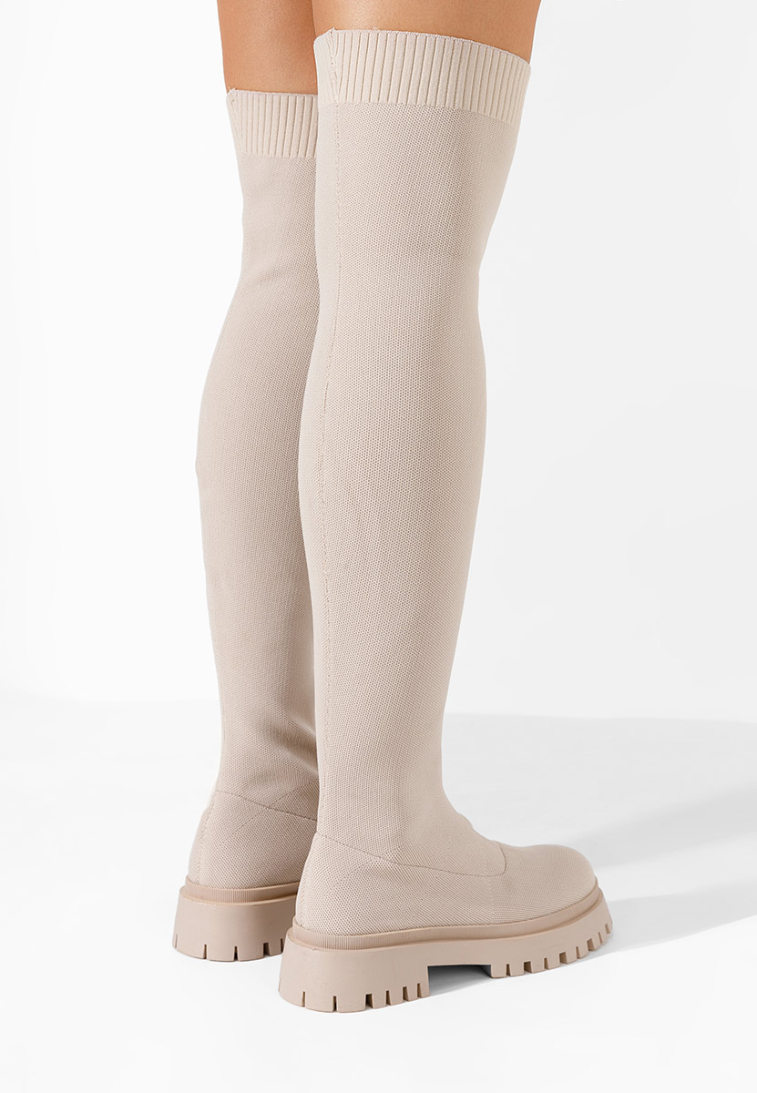 Stivali alti senza tacco Xena beige