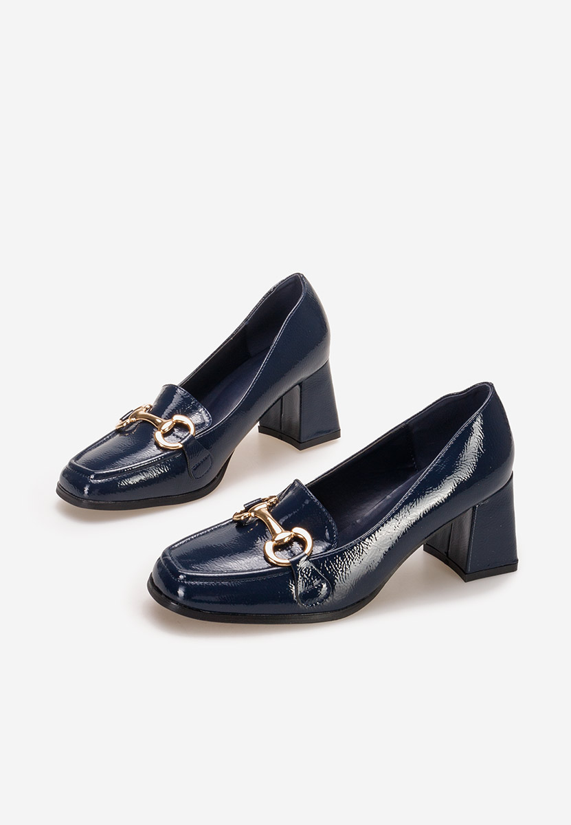 Mocassini con tacco Velosa blu marine