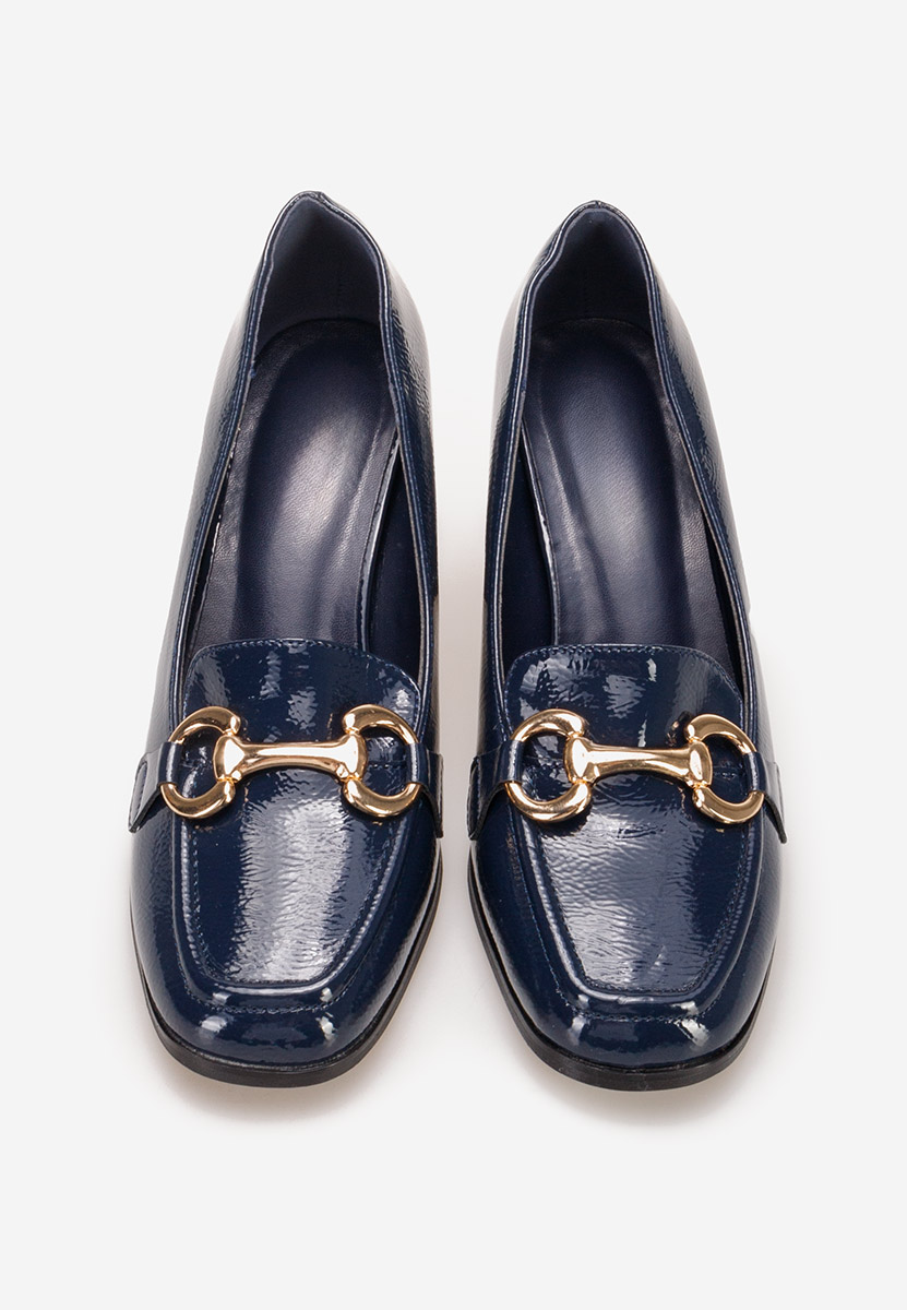 Mocassini con tacco Velosa blu marine