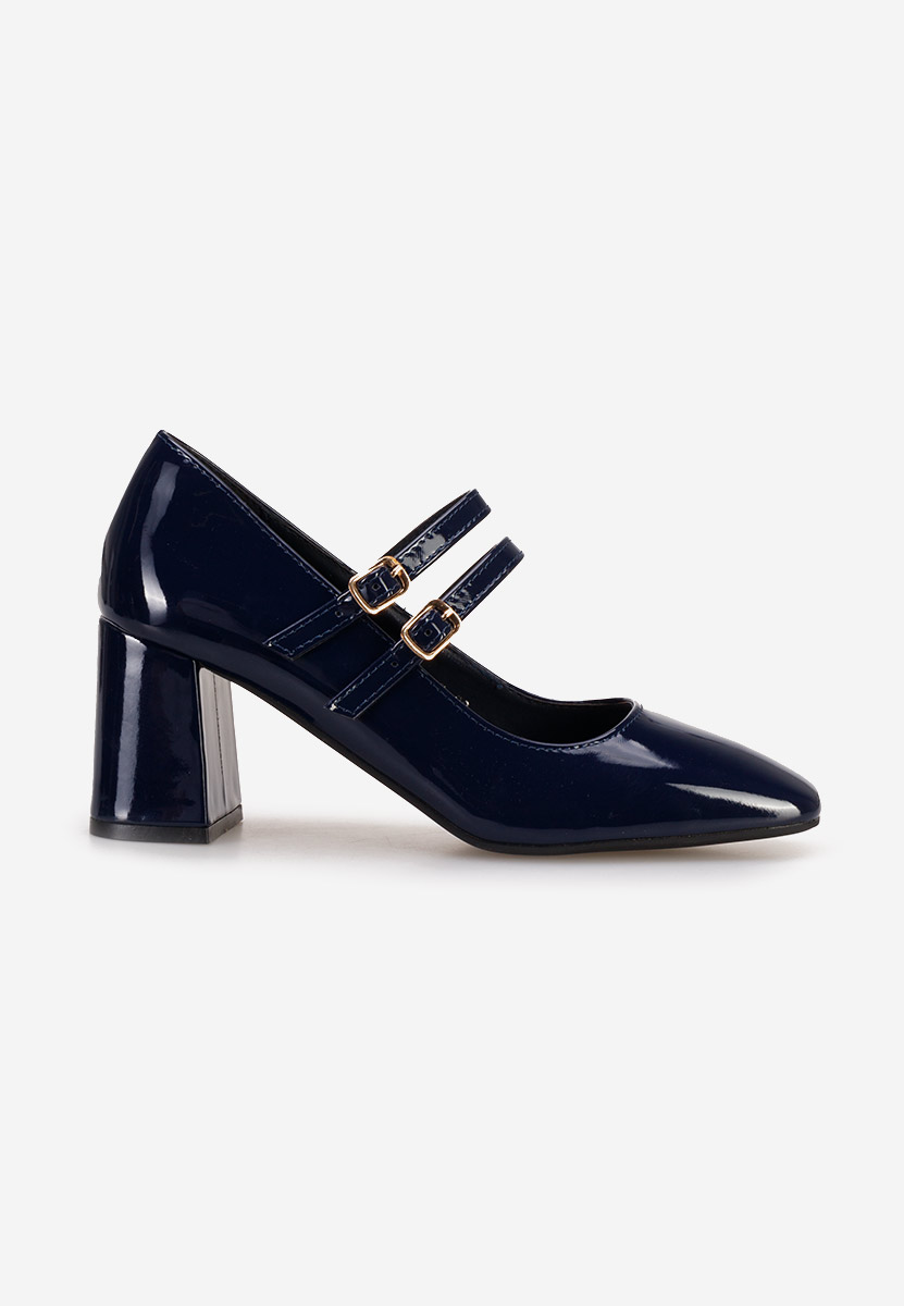 Décolleté tacco largo Zerena blu marine