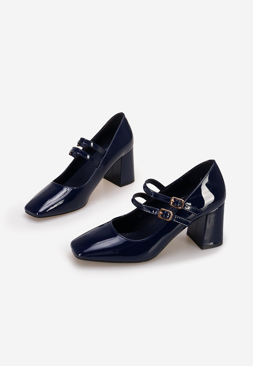 Décolleté tacco largo Zerena blu marine