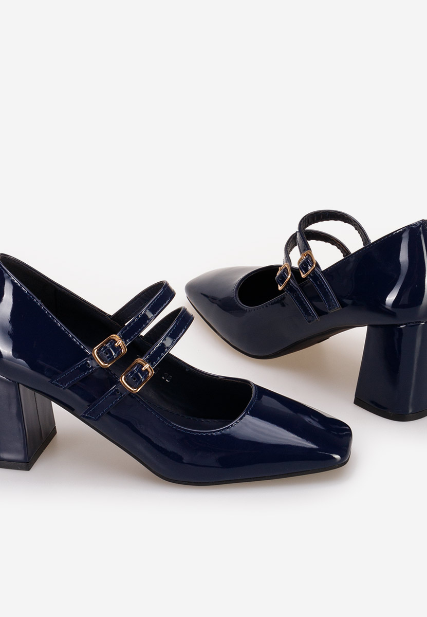 Décolleté tacco largo Zerena blu marine