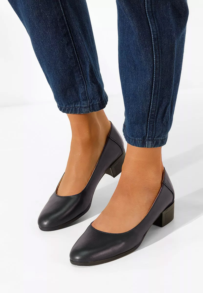 Décolleté pelle Montremy blu marine