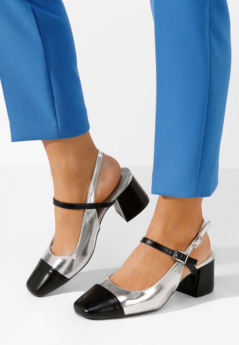 Décolleté tacco largo Eriosa argento