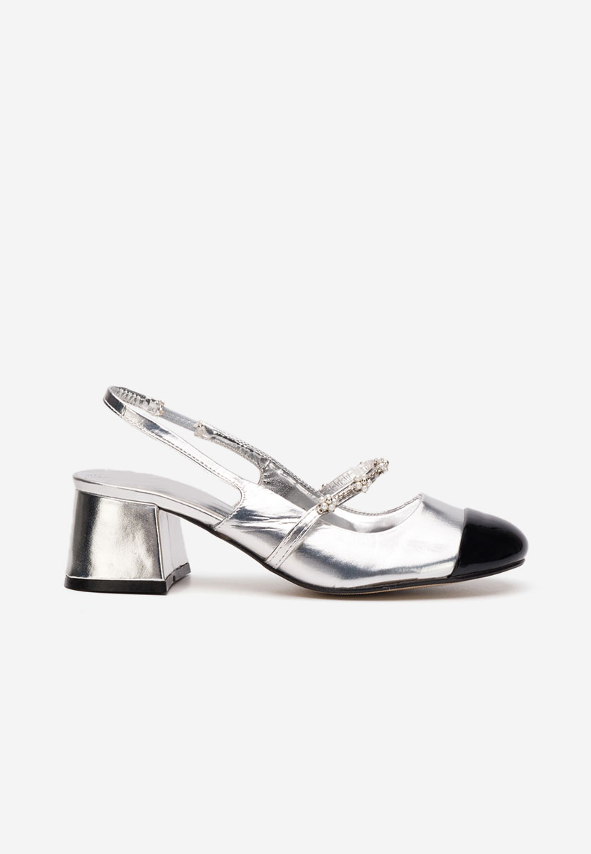 Décolleté tacco largo Paecia argento