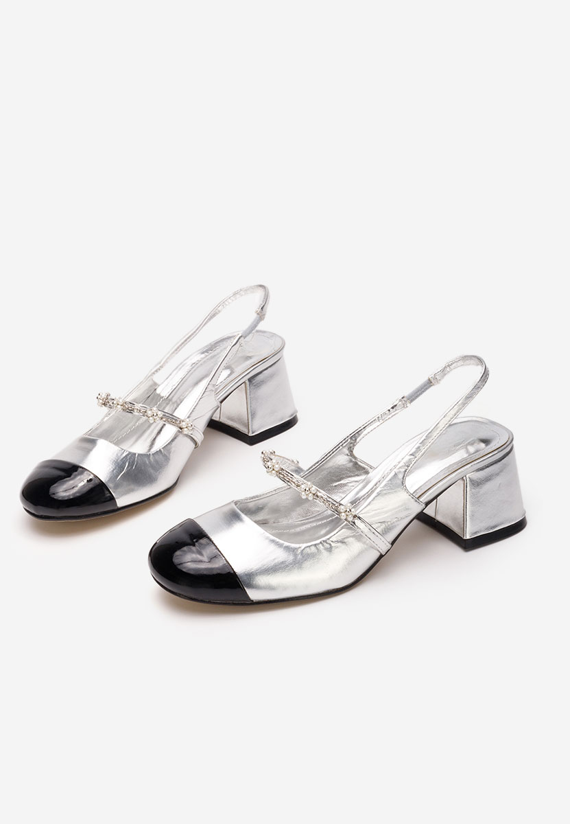 Décolleté tacco largo Paecia argento