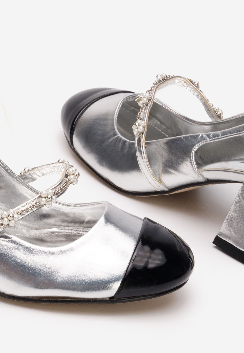 Décolleté tacco largo Paecia argento