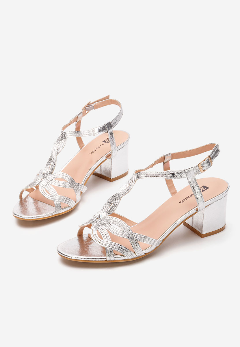 Sandali con tacco largo Siltia argento