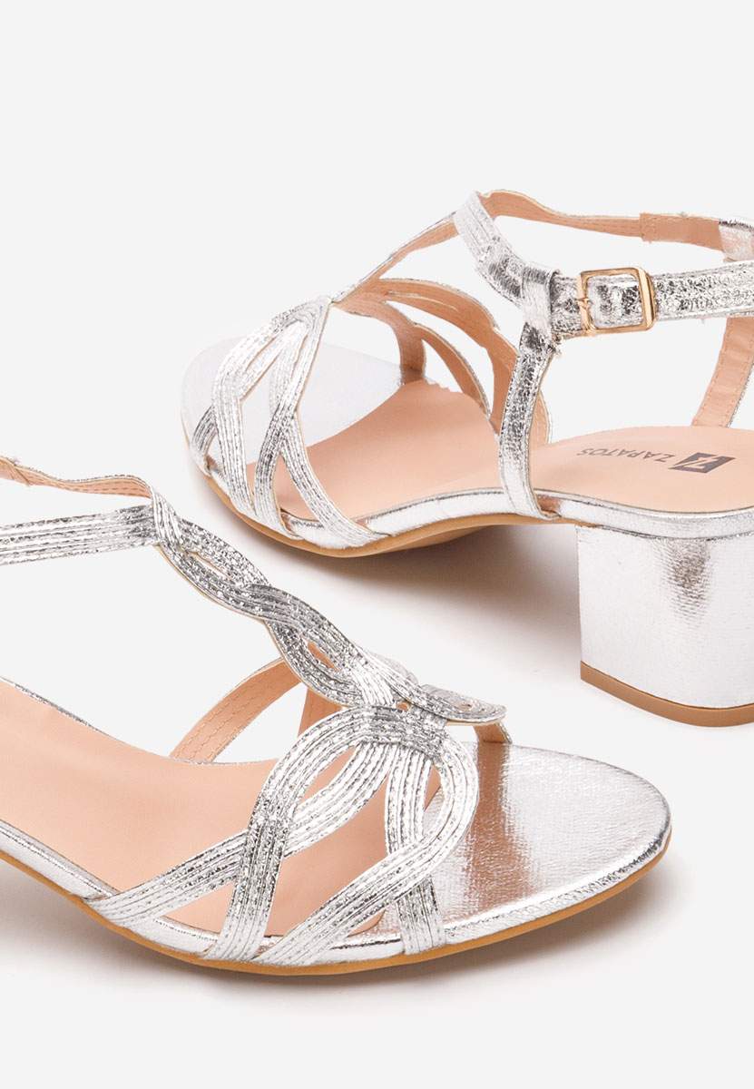 Sandali con tacco largo Siltia argento