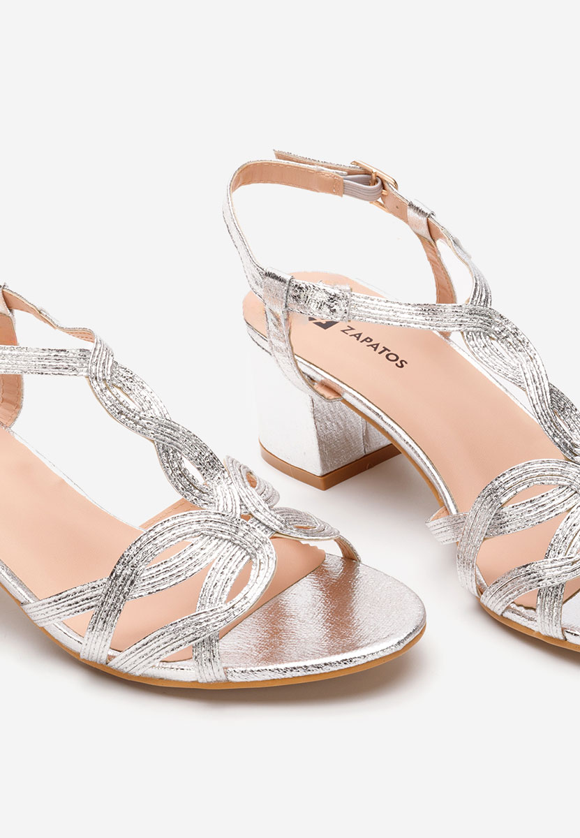 Sandali con tacco largo Siltia argento