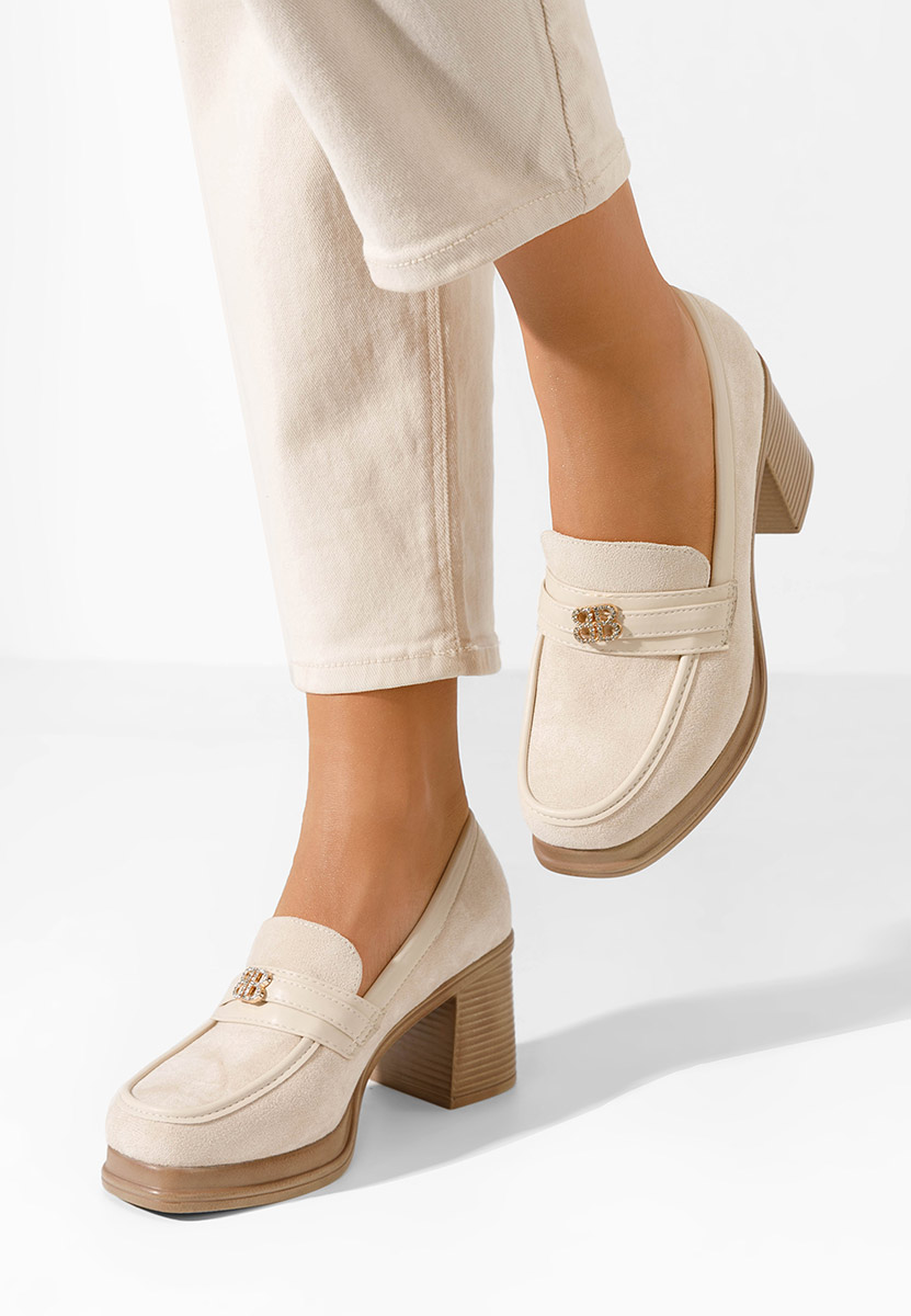 Mocassini con tacco Jonsia beige