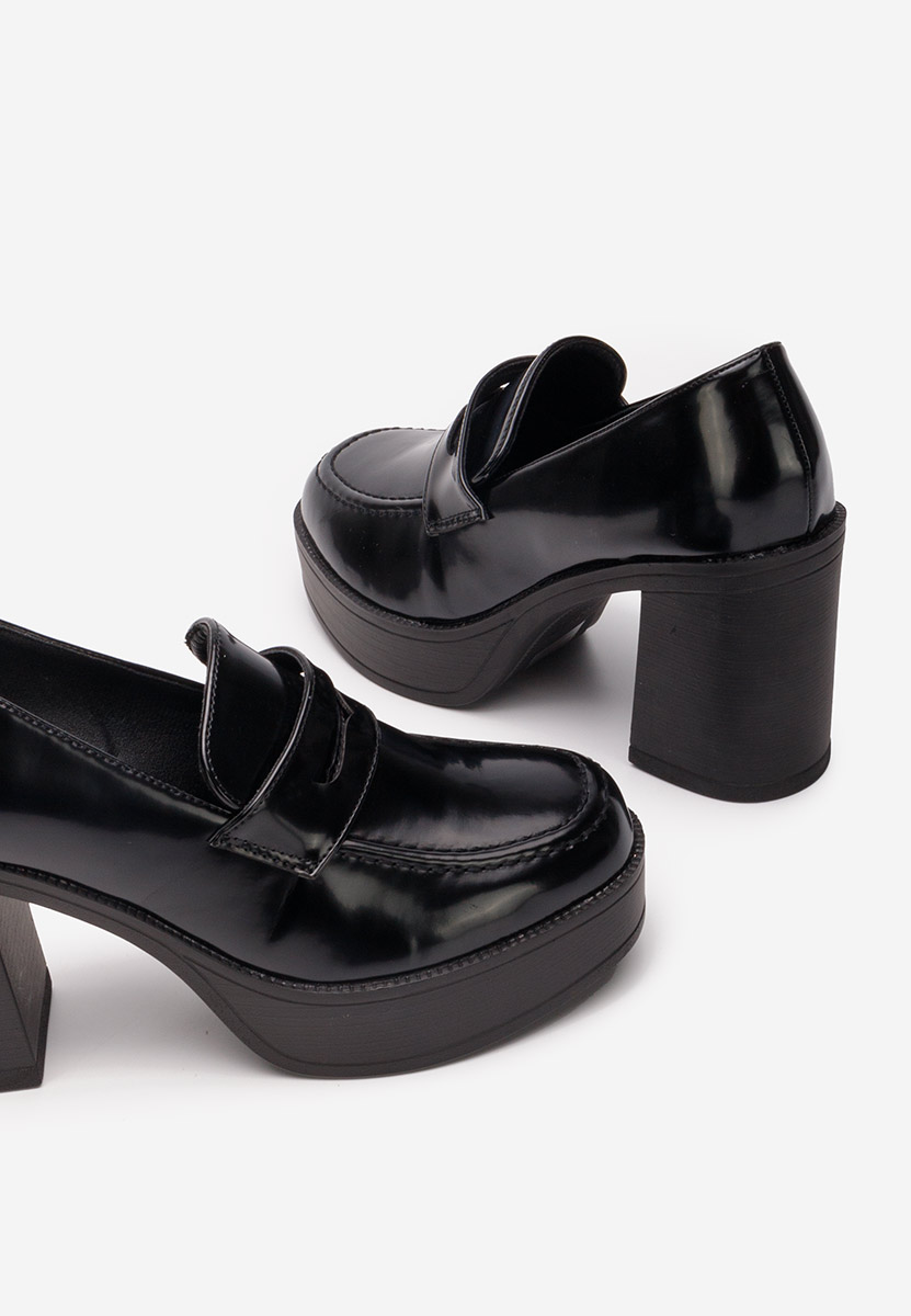 Mocassini con tacco e plateau Meilani nero