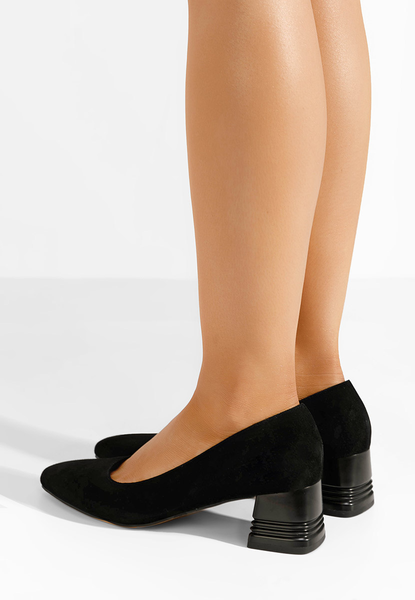 Décolleté tacco largo in pelle Fadicia V2 nero