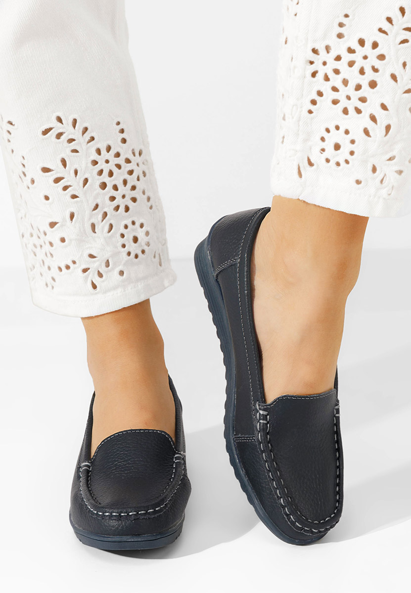 Mocassini donna pelle Storia V2 blu marine