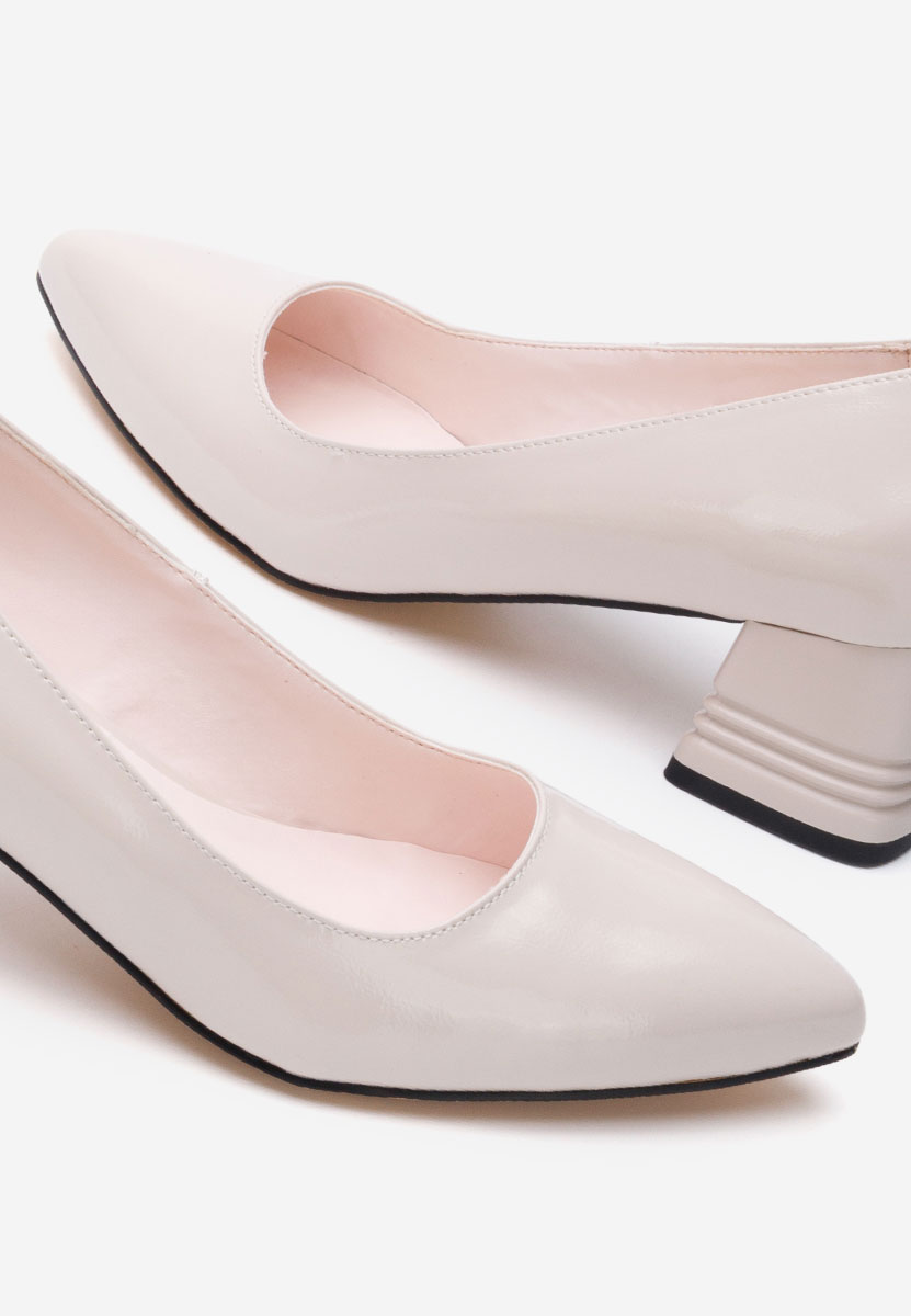 Décolleté tacco largo in pelle Fadicia beige