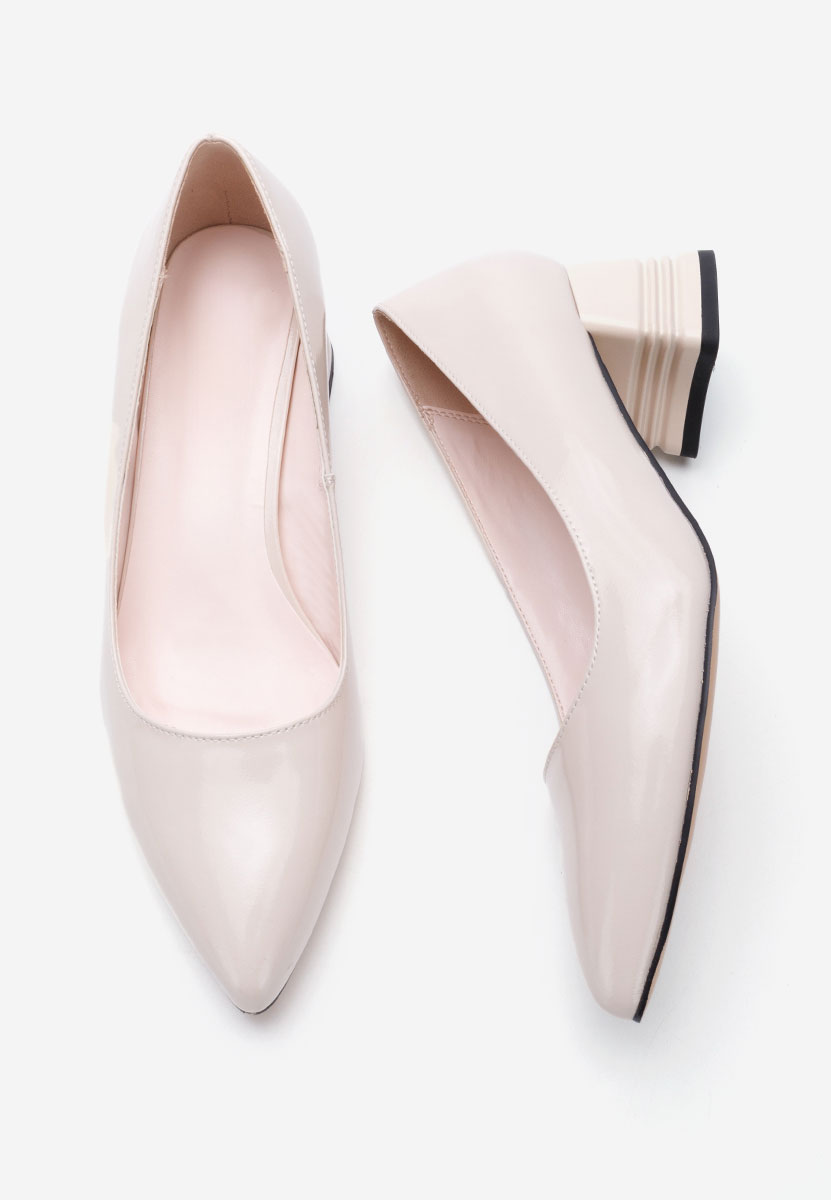Décolleté tacco largo in pelle Fadicia beige