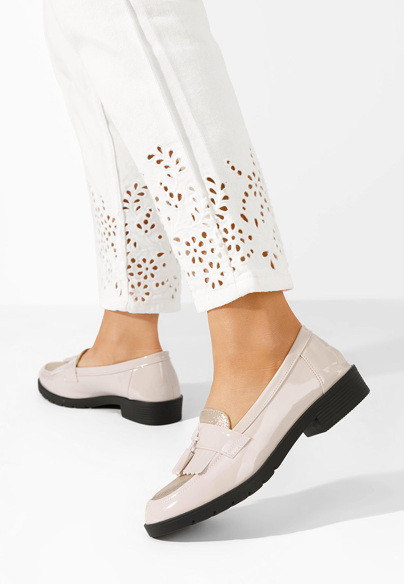 Mocassini da donna in vernice Luciara beige