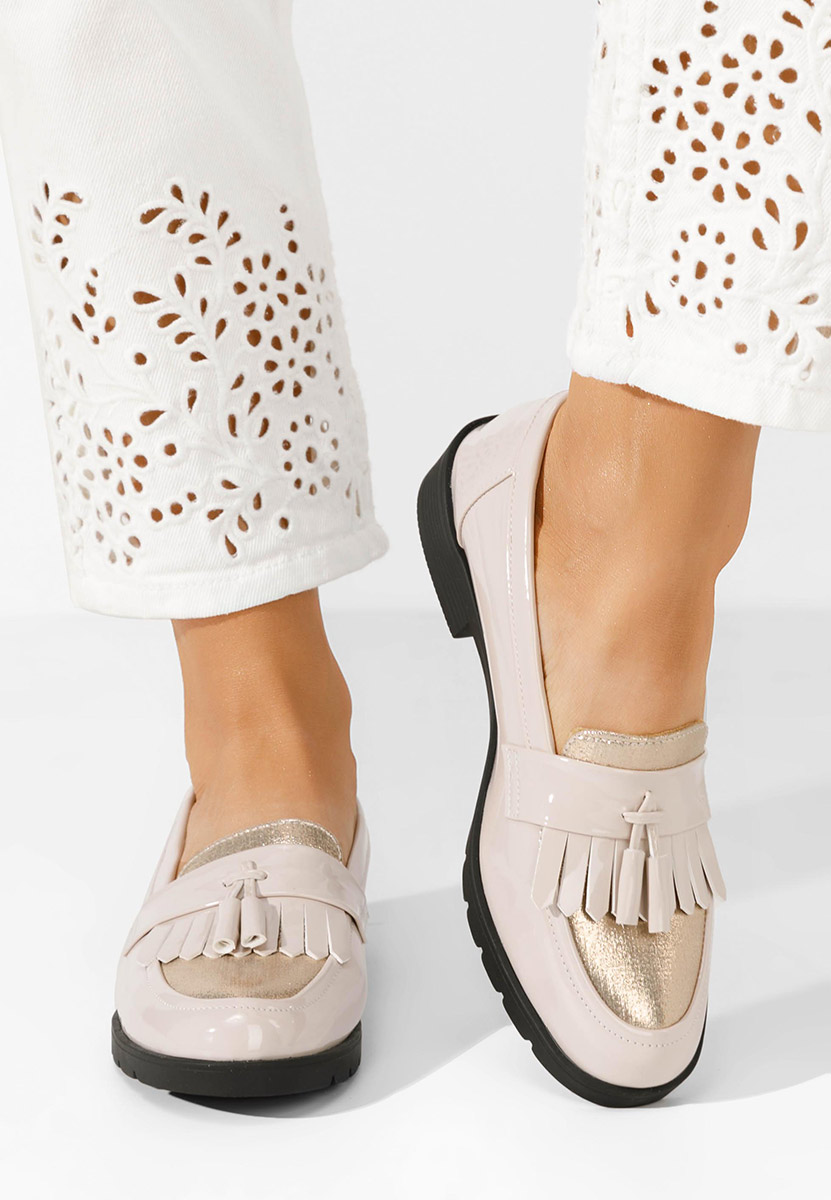 Mocassini da donna in vernice Luciara beige