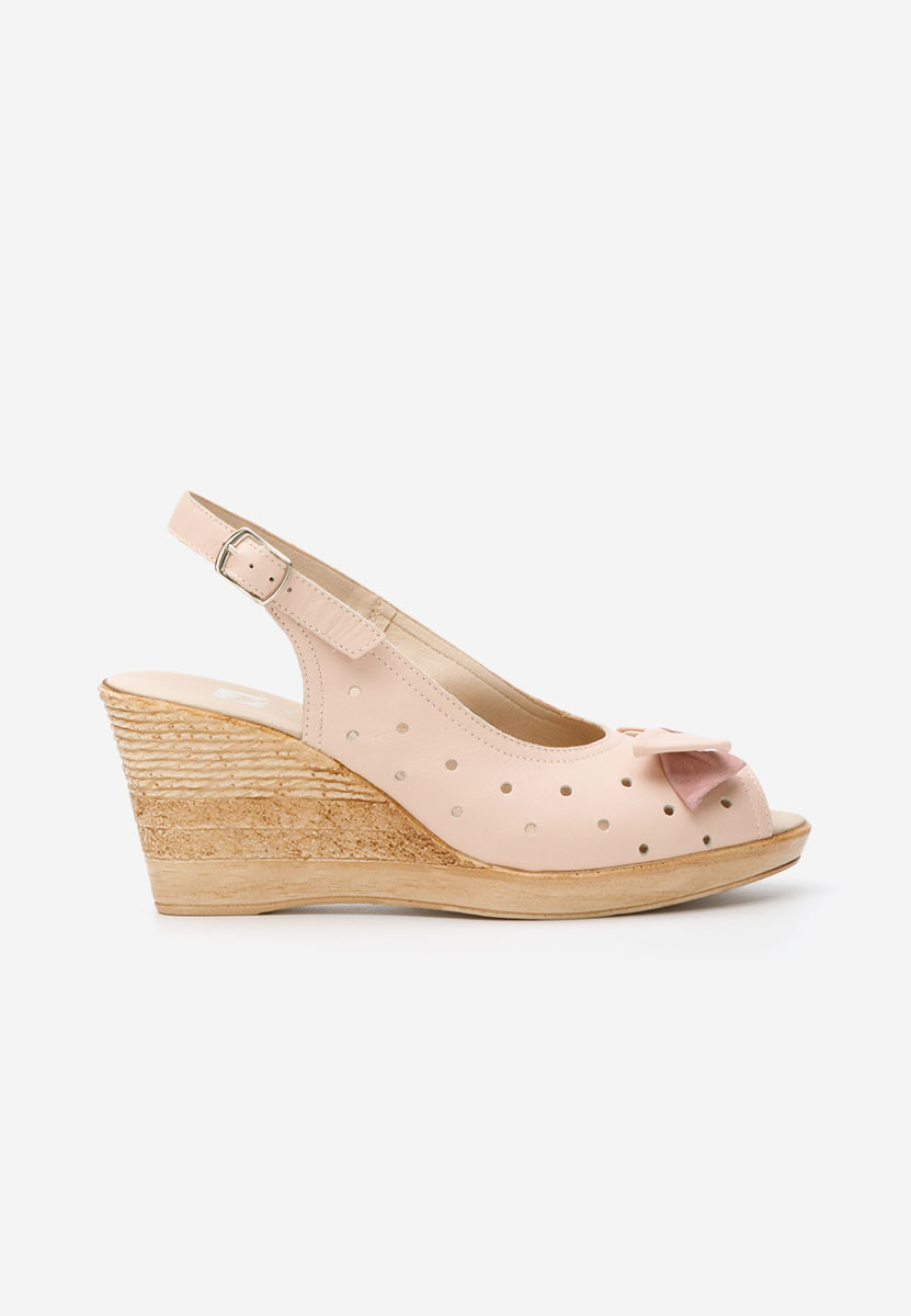 Sandali con zeppa cuoio Breta rosa