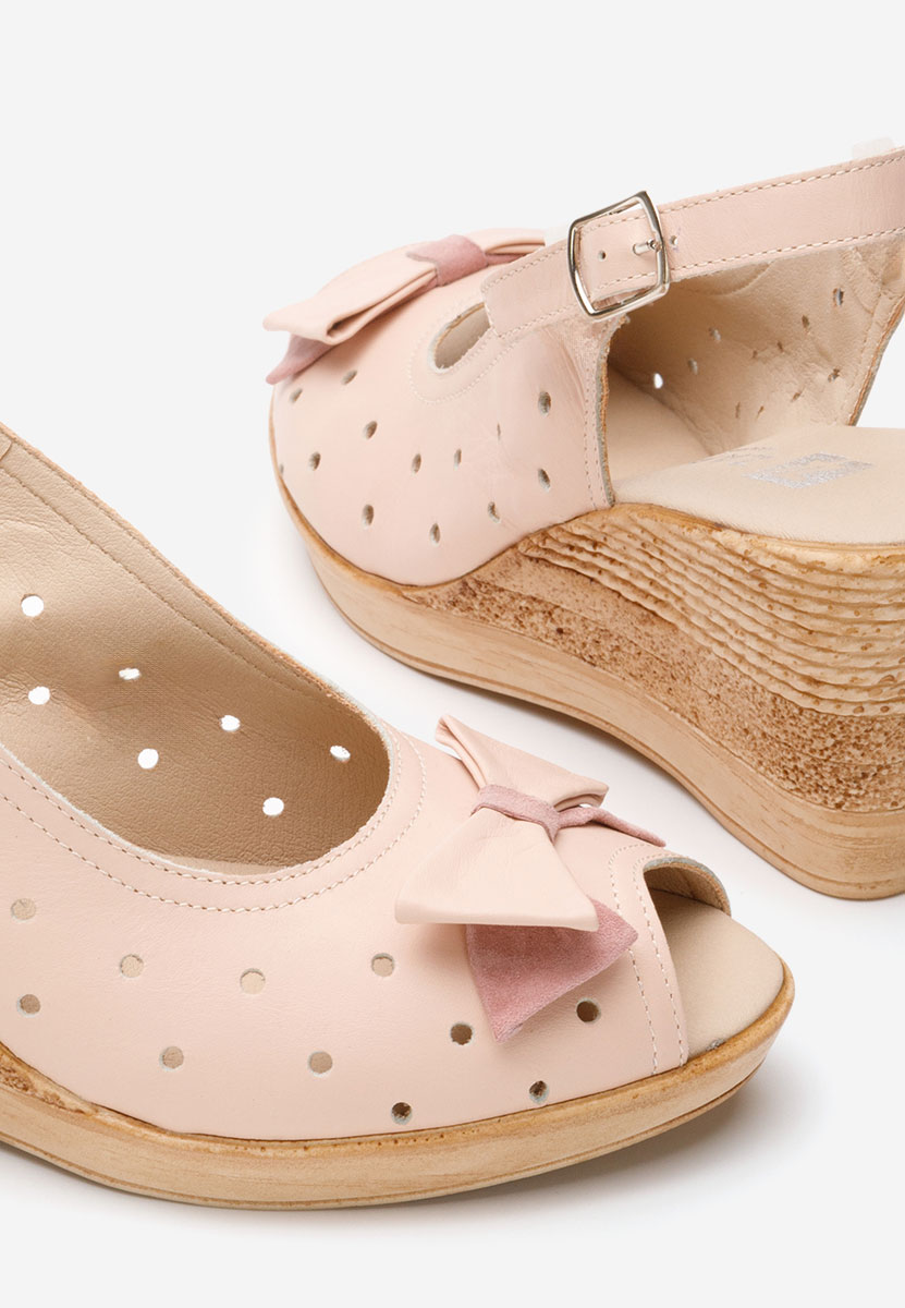 Sandali con zeppa cuoio Breta rosa