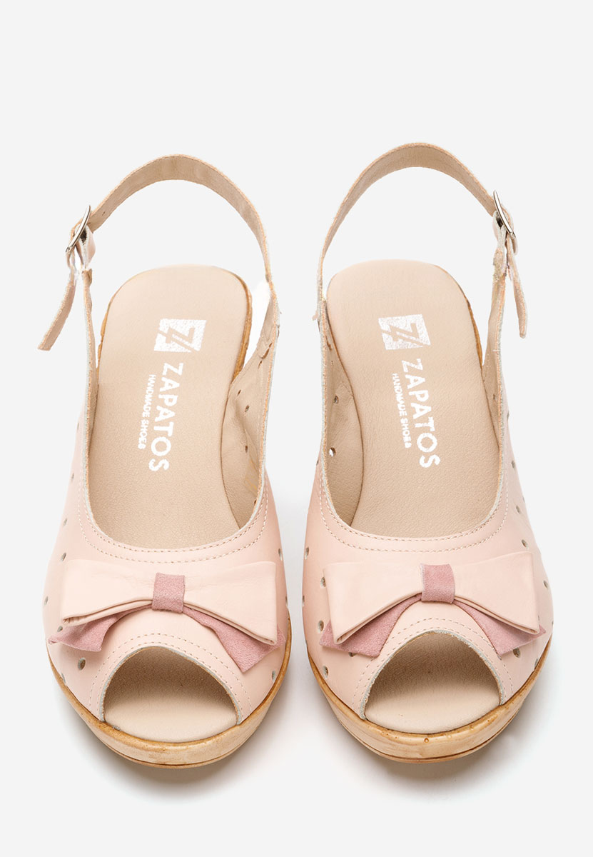 Sandali con zeppa cuoio Breta rosa