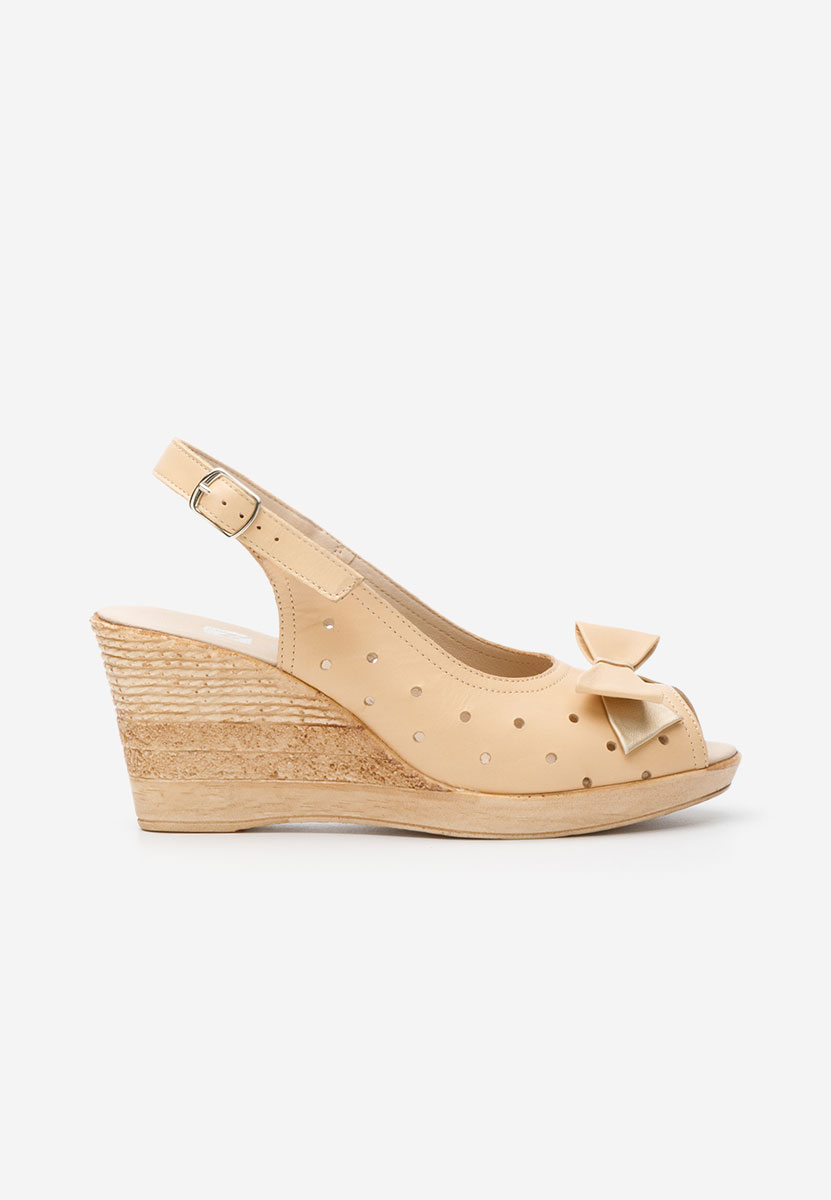 Sandali con zeppa cuoio Breta beige