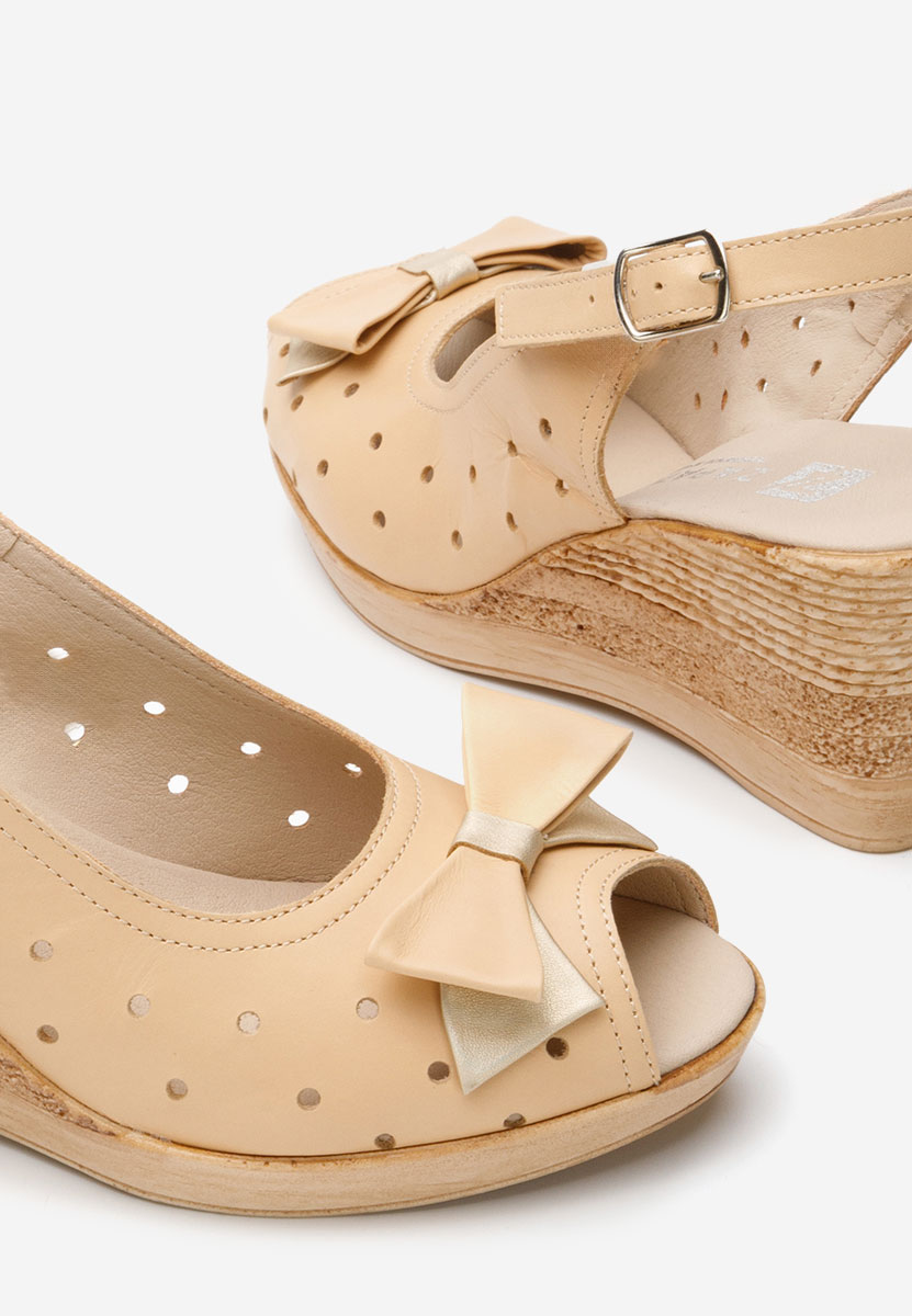 Sandali con zeppa cuoio Breta beige