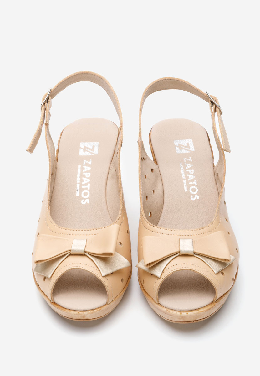 Sandali con zeppa cuoio Breta beige