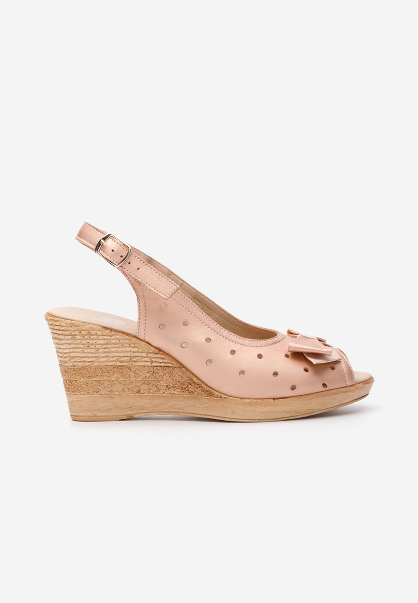 Sandali con zeppa cuoio Breta champagne