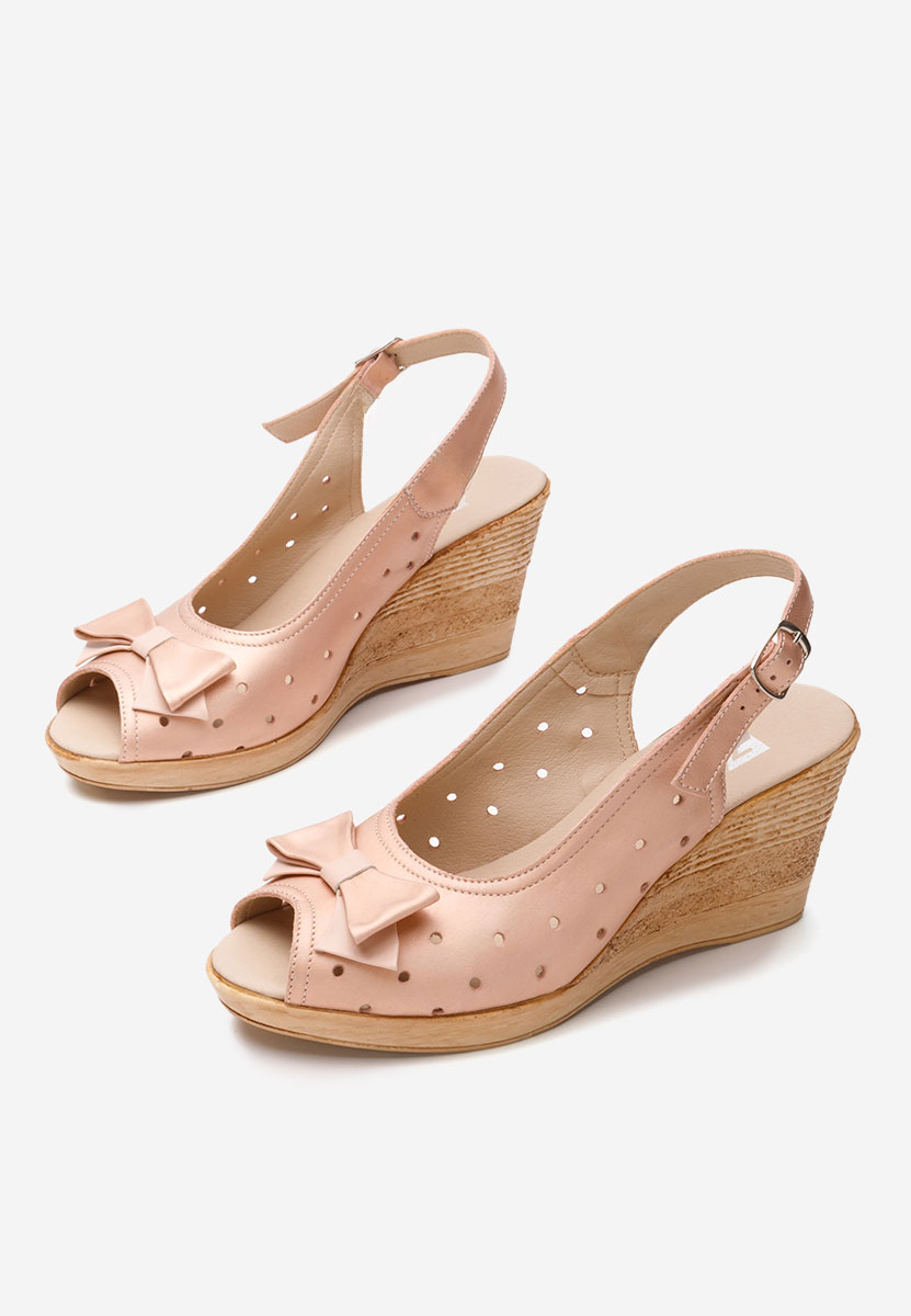 Sandali con zeppa cuoio Breta champagne