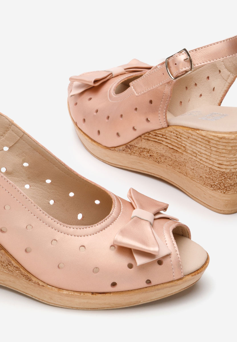 Sandali con zeppa cuoio Breta champagne