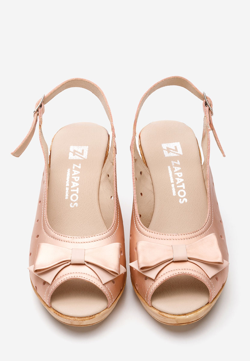 Sandali con zeppa cuoio Breta champagne