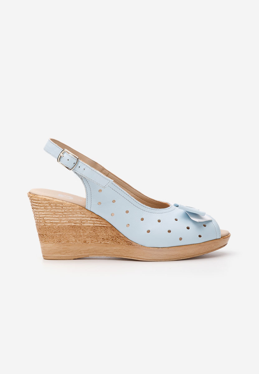 Sandali con zeppa cuoio Breta azzurro