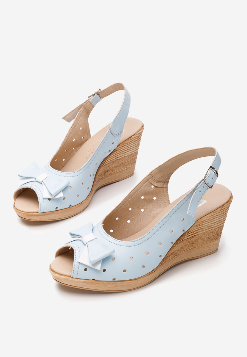 Sandali con zeppa cuoio Breta azzurro
