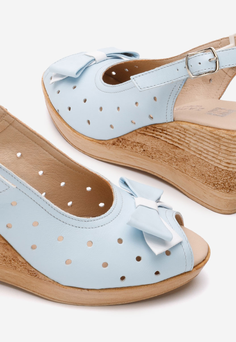 Sandali con zeppa cuoio Breta azzurro