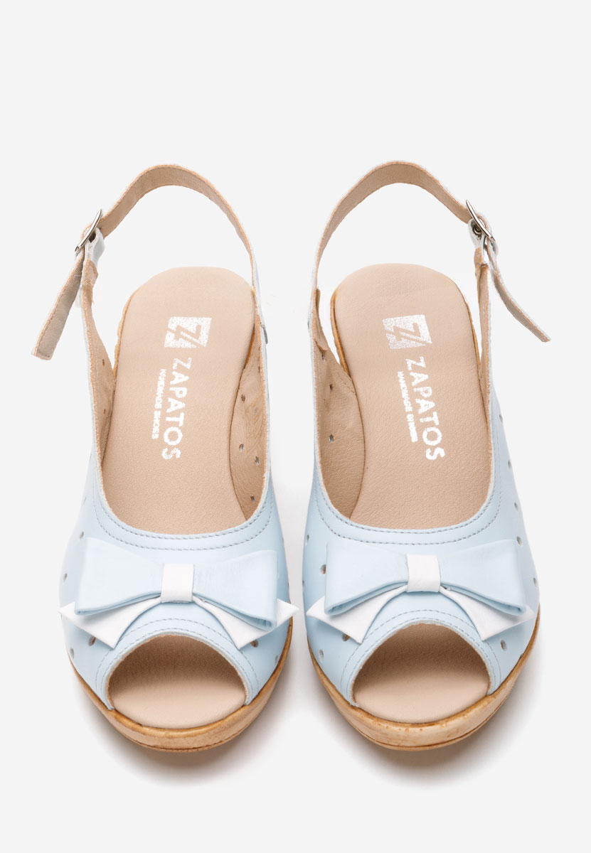 Sandali con zeppa cuoio Breta azzurro