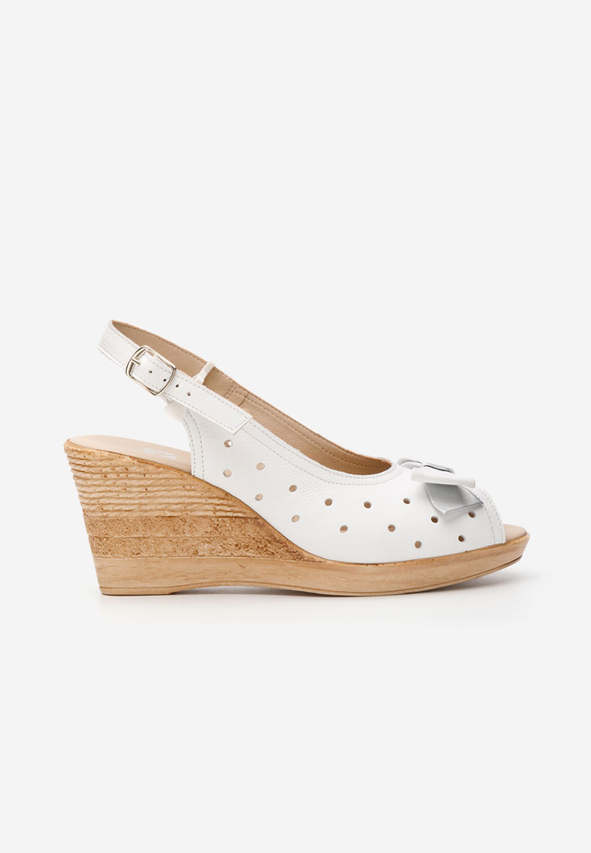 Sandali con zeppa cuoio Breta bianchi