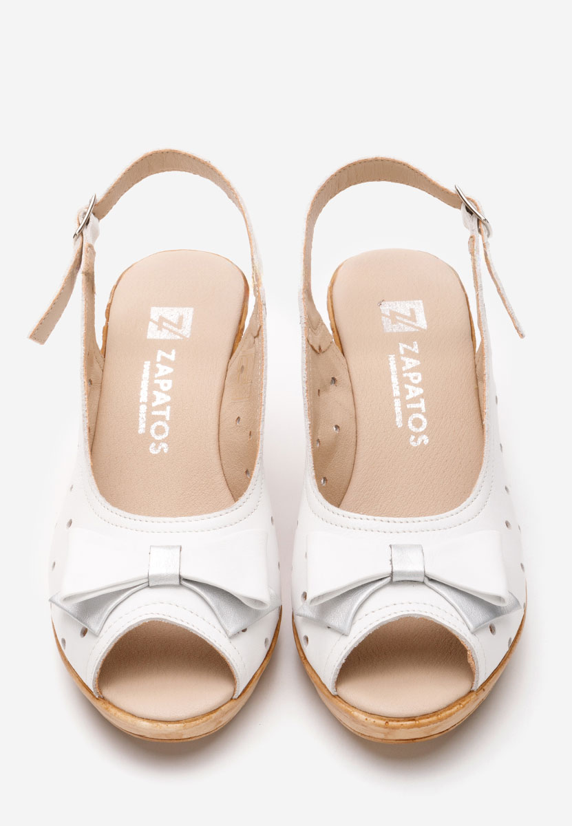 Sandali con zeppa cuoio Breta bianchi
