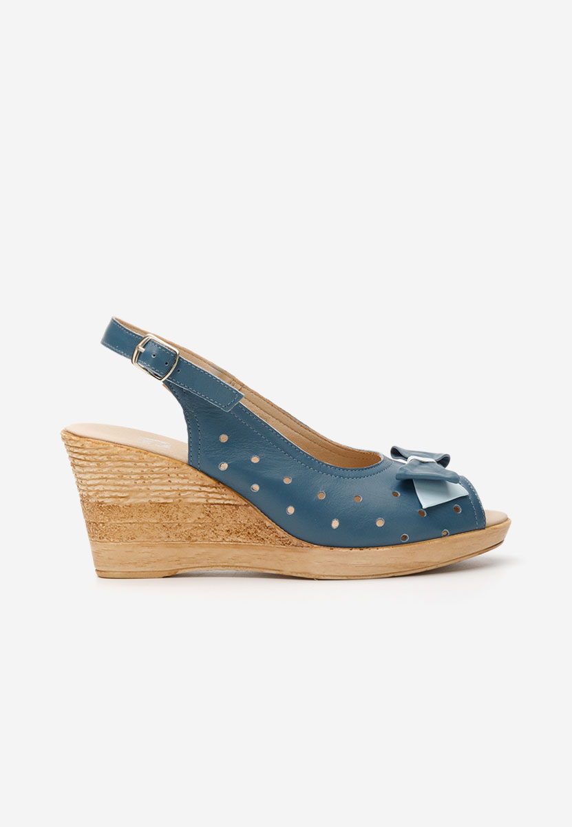 Sandali con zeppa cuoio Breta blu