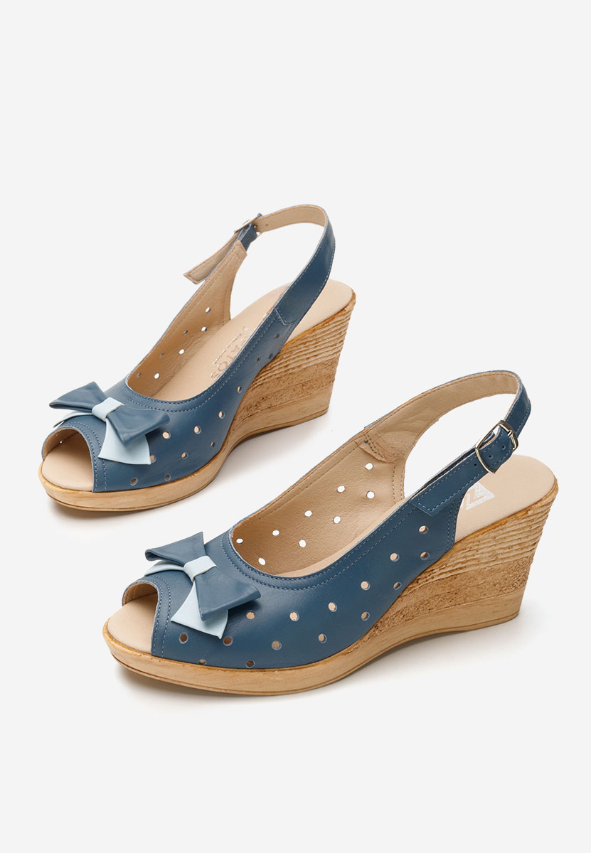 Sandali con zeppa cuoio Breta blu